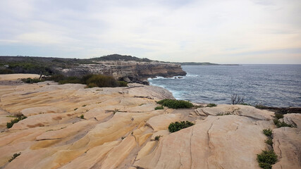 Sandstone Cliff Top Looking over the ocean at Cape Solander in Botany Kamay Bay National Park on Cape Baliy Track