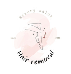 Hair removal. Linear female smooth legs. Woman body care. Vector Illustration of elegant feet in a trendy minimalist style. Epilation, beauty and health concept.