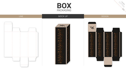 Box packaging and mockup die cut template