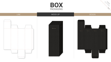 Box packaging and mockup die cut template