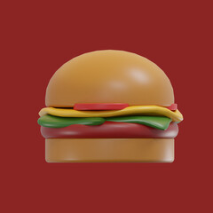 3d rendering burger food icon premium image