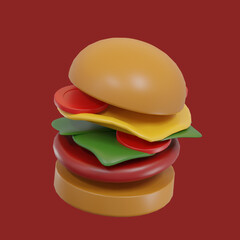 3d rendering burger food icon premium image