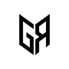 initial letters monogram logo black GR