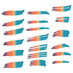 Fototapeta premium Colorful Brushes Graffiti. Watercolor Distress. Grungy Background. Stroke Frame. Ink Creative. Brushstroke Handwritten. Grungy Isolated. Set Isolated. Stroke Distress.