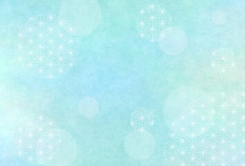 和紙風質感の爽やかな和柄背景　麻の葉模様