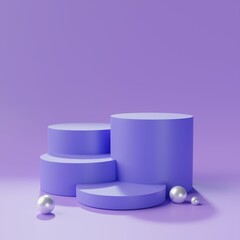 Product display podium with purple abstract background. 3D rendering