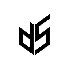 initial letters monogram logo black DS
