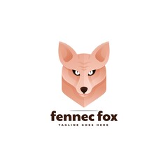 Vector Logo Illustration Fennec Fox Gradient Colorful Style.