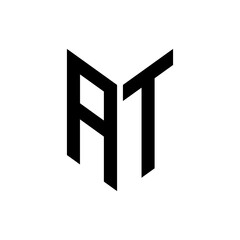 initial letters monogram logo black AT