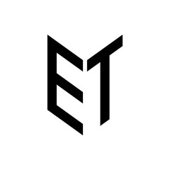 initial letters monogram logo black ET