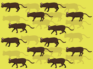 Animal Animation Havana Brown Cat Cartoon Vector Seamless Wallpaper