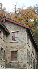 The old buildings view in the old Chinese temple with the Chinese classical designation