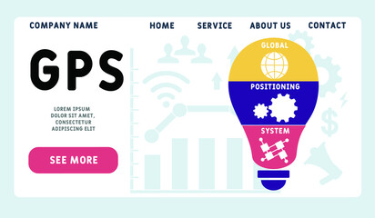 Vector website design template . GPS - Global Positioning System acronym. business concept. illustration for website banner, marketing materials, business presentation, online advertising.