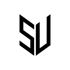 initial letters monogram logo black SU