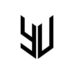 initial letters monogram logo black YU