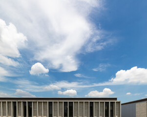 Top of the building on a new house with clear blue sky background