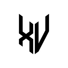 initial letters monogram logo black XV