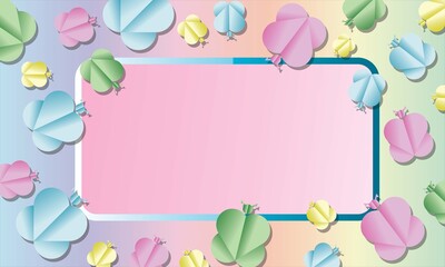
rainbow colored paper butterfly vector background