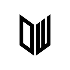 initial letters monogram logo black OW