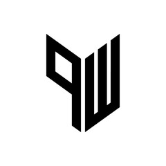 initial letters monogram logo black PW