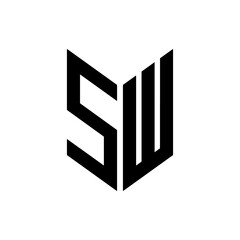 initial letters monogram logo black SW