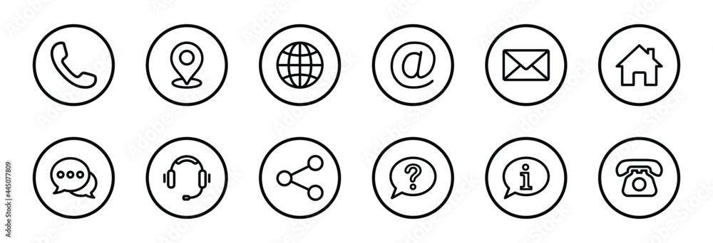 Poster contact us icon set. web icon set. website set icon vector