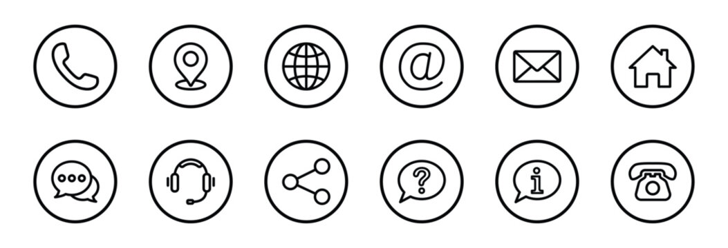 Contact us icon set. Web icon set. Website set icon vector