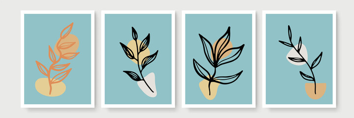 Modern minimalist abstract aesthetic illustrations. Contemporary wall decor. Collection of creative artistic posters.