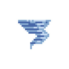 Fototapeta premium Tornado storm pixel art icon. Windstorm symbol. Typhoon, cyclone and hurricane isolated vector illustration on white background.