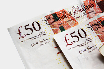 Close up of Great British Pound banknotes