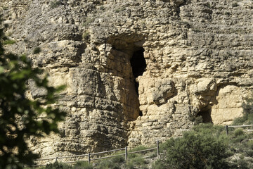 Roman aqueduct between Albarracn and Gea (Cella) in Teruel on a sunny day