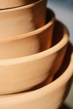 Abstract background and texture of terracotta plates.