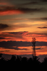 Naklejka premium Sunset on the roof