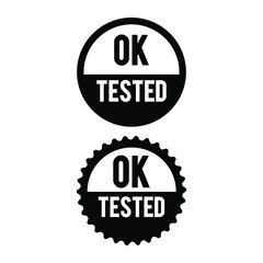 Ok tested stamps icon on white background. Tested approved icon.