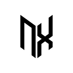 initial letters monogram logo black NX