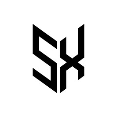 initial letters monogram logo black SX