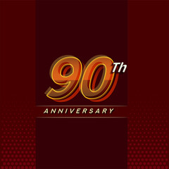 90th anniversary celebration logotype colorful design isolated with elegant background and modern design.