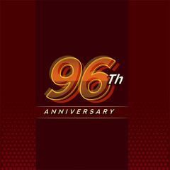 96th anniversary celebration logotype colorful design isolated with elegant background and modern design.