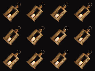 Many Muslim lamps on dark background