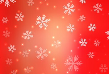 Light Red vector pattern with christmas snowflakes, stars.