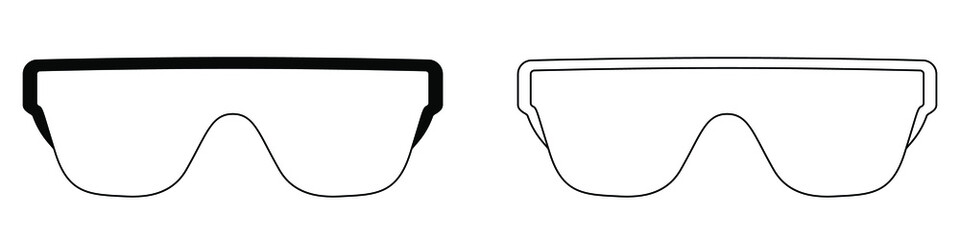 Glasses icon. Set of sunglasses icons. Vector illustration. Black linear glasses icons