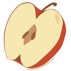 Vector image of half an apple. Color image. Design for fabric, print, wallpaper.