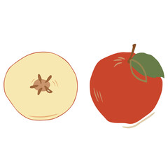 Vector image of an apple and half an apple. Color image. Design for fabric, print, wallpaper.