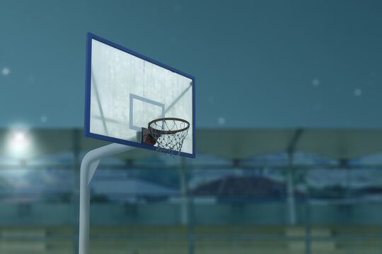 Close up view of the basketball hoop