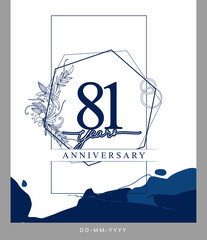 81st Anniversary logotype with hand drawn background blue color for celebration event, wedding, greeting card, and invitation.