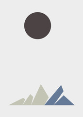 Geometric Mountains silhouette landscape art poster illustration