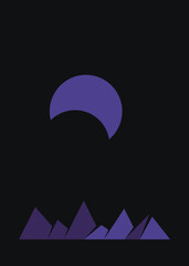 Geometric Mountains silhouette landscape art poster illustration