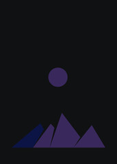 Geometric Mountains silhouette landscape art poster illustration