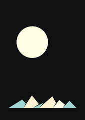 Geometric Mountains silhouette landscape art poster illustration