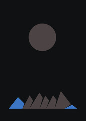 Geometric Mountains silhouette landscape art poster illustration